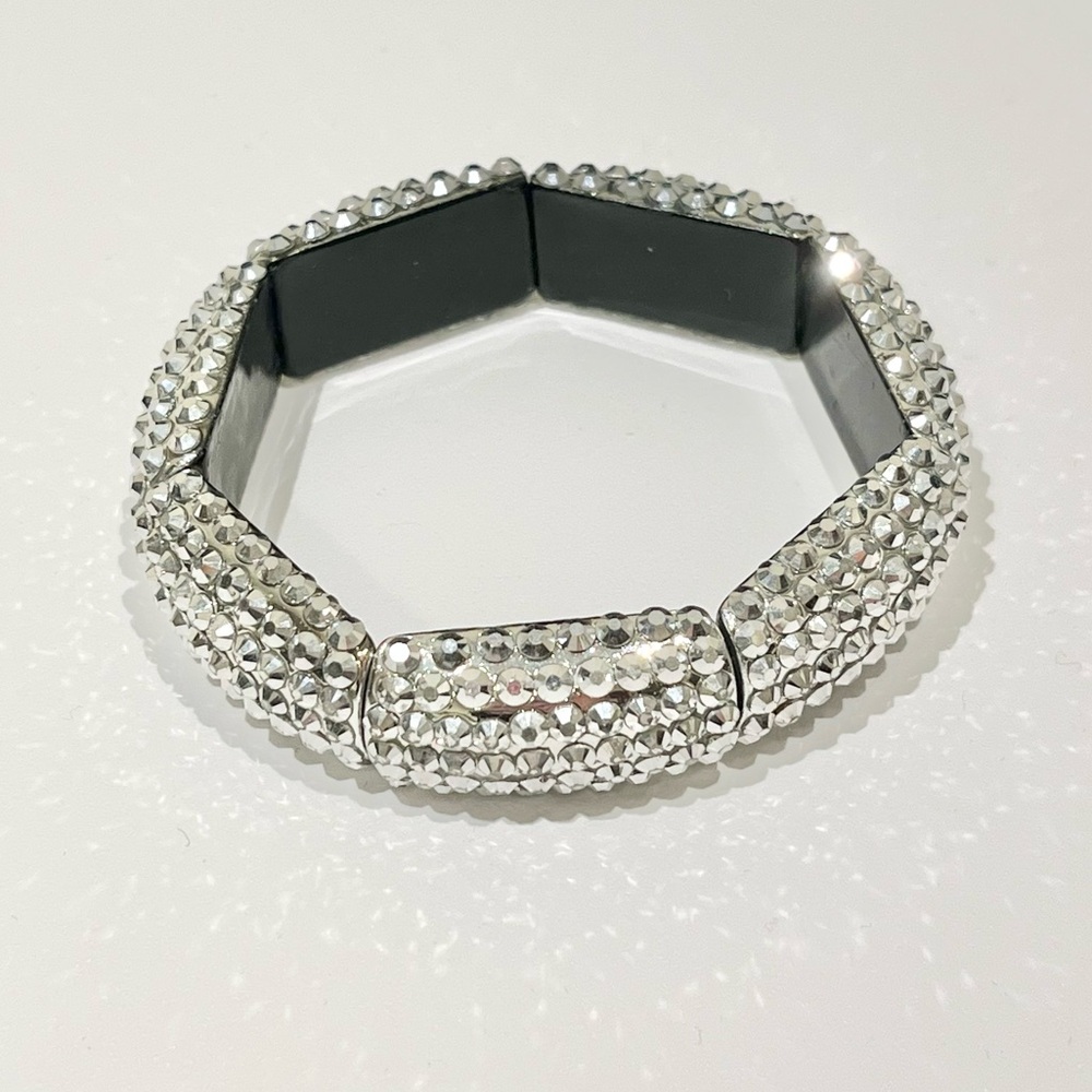 Rhinestone Y2K Vintage McBling Stretch Cuff 
Bracelet
